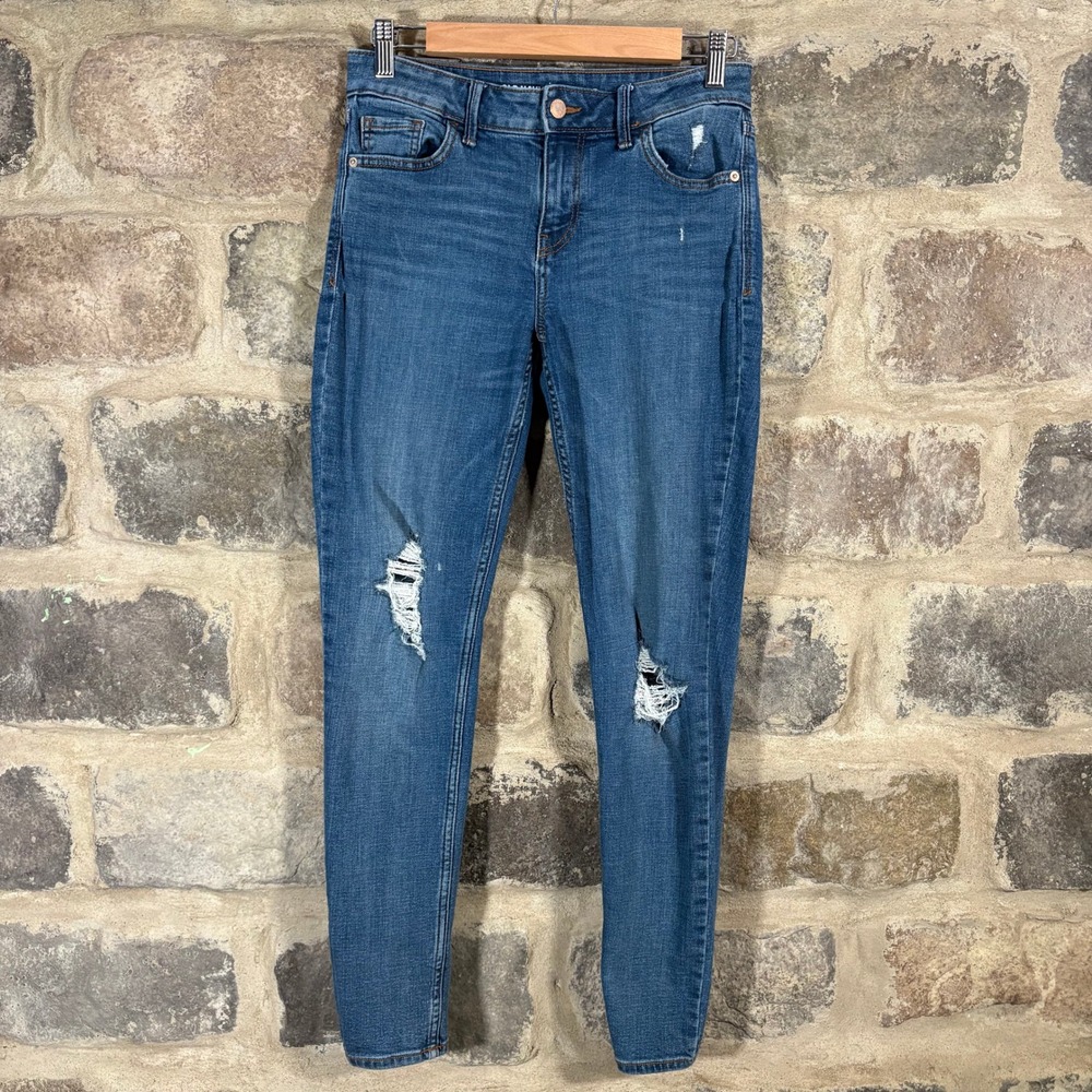 Old Navy Rockstar Mid-Rise Distressed Blue Wash Denim‎ Jeans Size 4 Casual